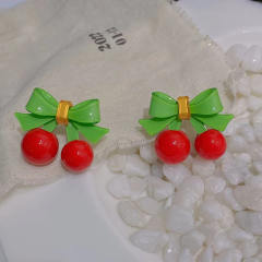 Cute cherry summer 925 needle ear studs