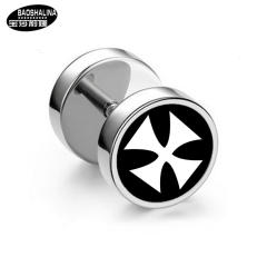 Pentagram titanium dumbbell black earings