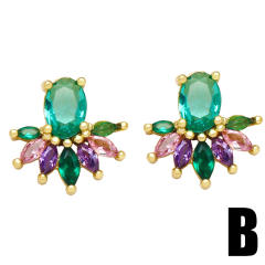 INS design green cubic zircon statement ear studs