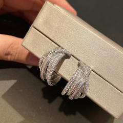 Occident fashion full of diamond open hoop earrings