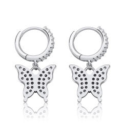 Hip hop zircon butterfly earrings