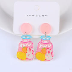 Cute cartoon drink bottle earrings