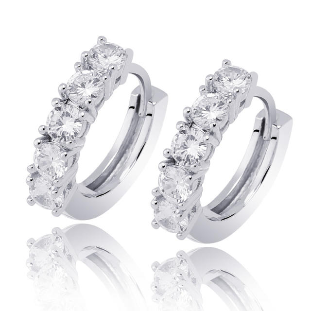 Hip hop zircon huggie earrings