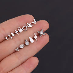 Mini flash stainless steel women men helix earrings