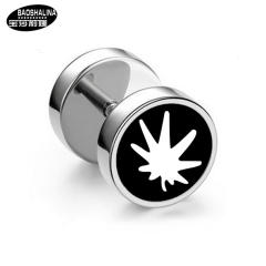 Pentagram titanium dumbbell black earings