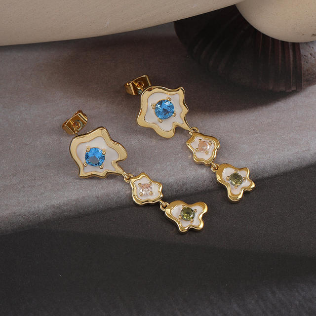 INS korean fashion cubic zircon dangle earrings