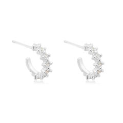 Rainbow color cz unique real gold plated huggie earrings