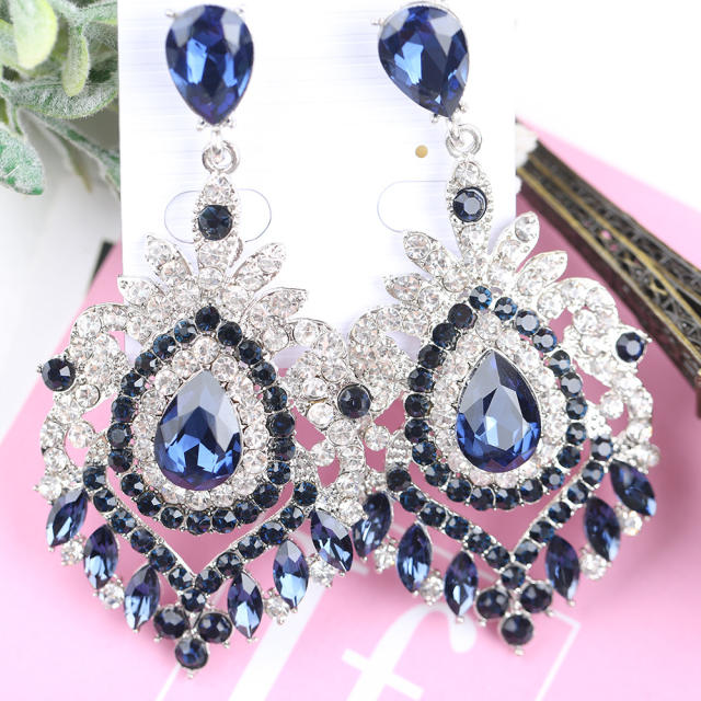 Luxury color glass crystal drop earrings