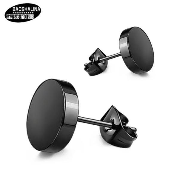 Black titanium steel punk unisex earrings