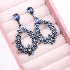 Luxury navy blue glass crystal earings