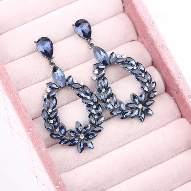 Luxury navy blue glass crystal earings