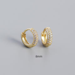 S925 three line cubic zircon huggie earrings