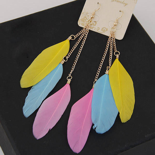 Personality feather tassel earrings