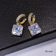 Elegant square cubic zircon huggie earrings