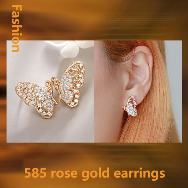 Korean style diamond hollow butterfly earrings