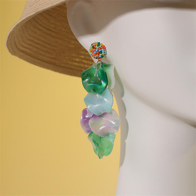 Color leaf design beach earrings
