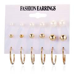 6pcs cute pink color enamel earrings set