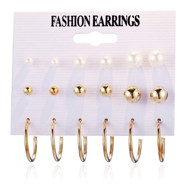 6pcs cute pink color enamel earrings set