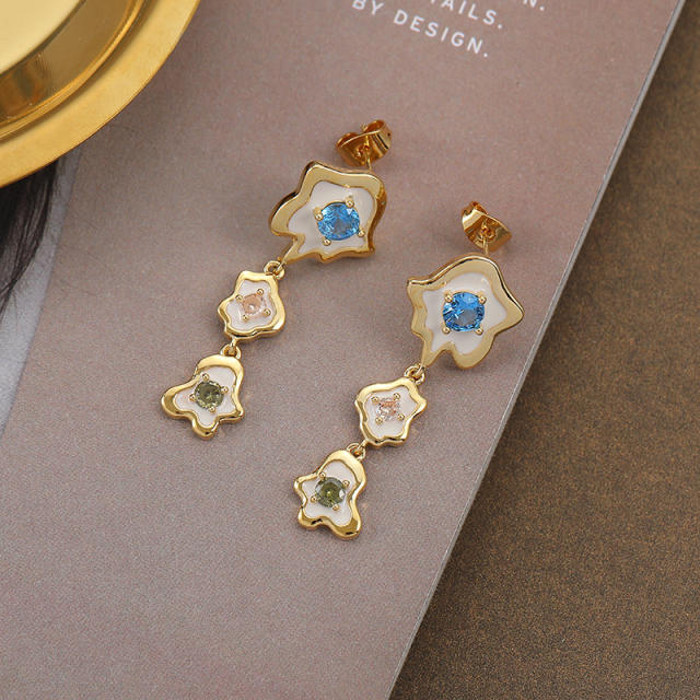 INS korean fashion cubic zircon dangle earrings