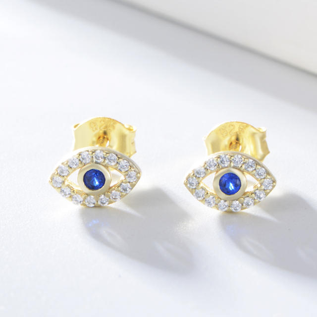 S925 sterling silver evil eye ear studs