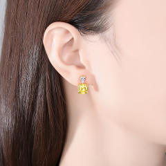 S925 sterling silver luxury Topaz square earrings