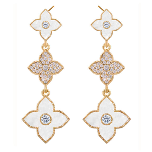 Classic color clover rhinestone dangle earrings