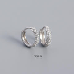S925 three line cubic zircon huggie earrings