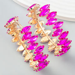 Colored glass crystal statment hoop earrings
