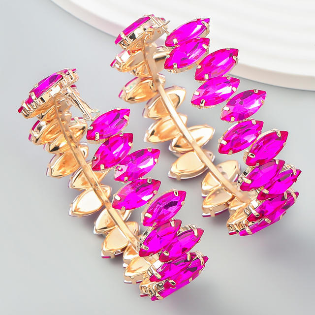 Colored glass crystal statment hoop earrings