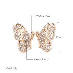 Korean style diamond hollow butterfly earrings