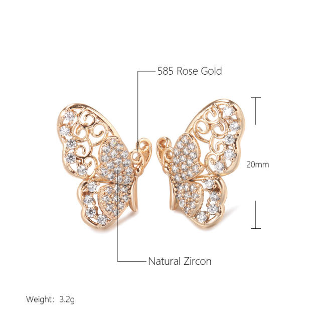 Korean style diamond hollow butterfly earrings