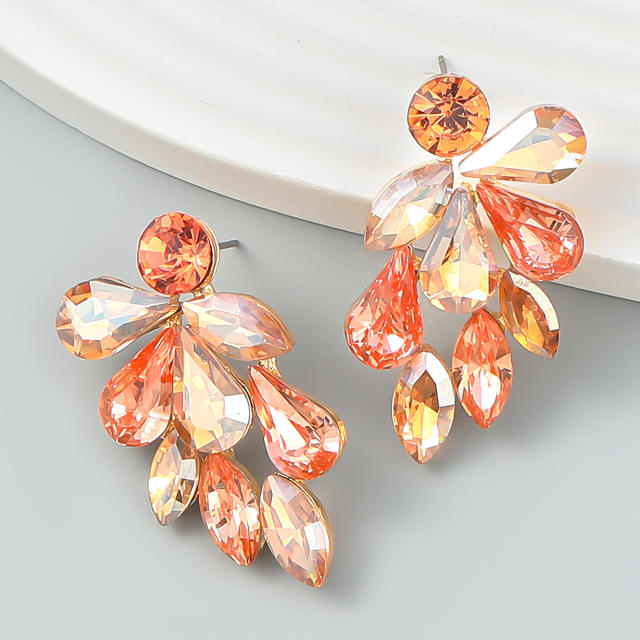 Glass crystal statement ear studs