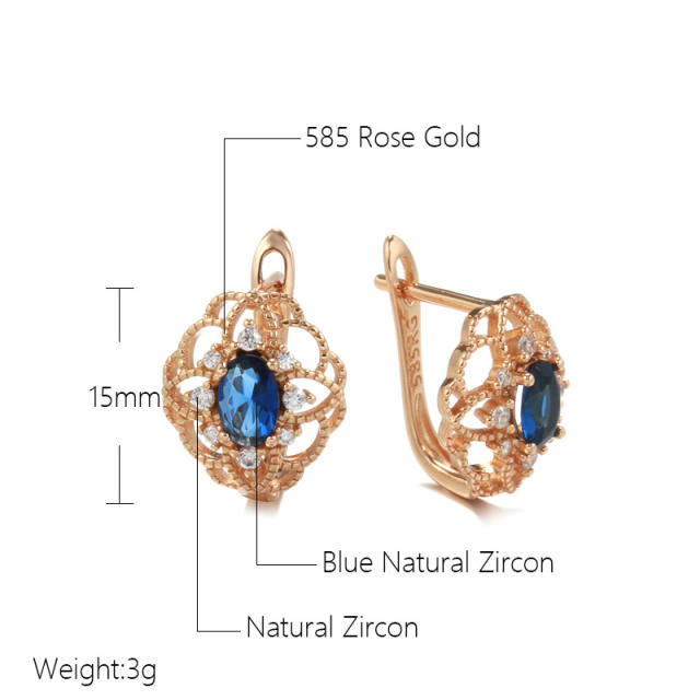 Fashion inlaid blue zircon earrings