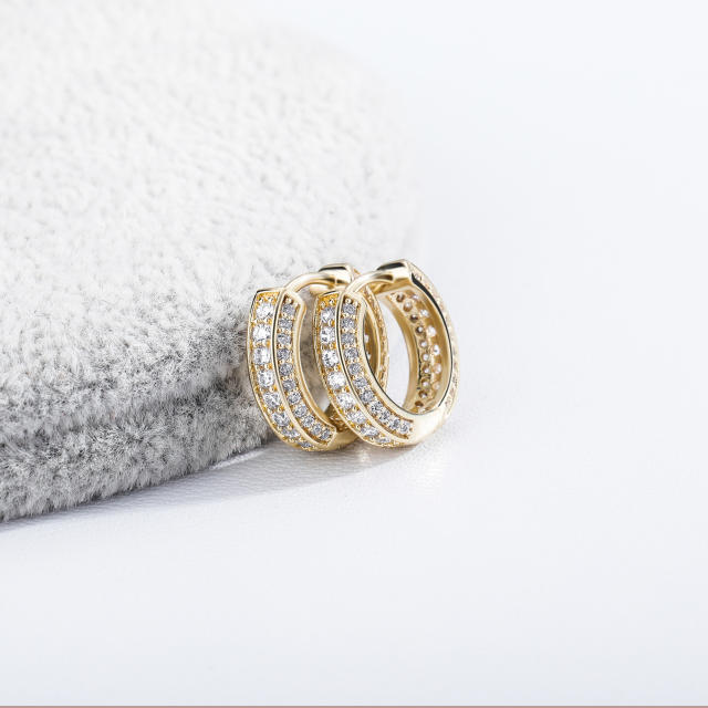 Hip hop zircon huggie earrings