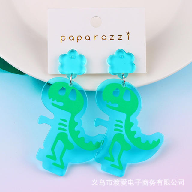 Cartoon dinosaur robot boy girl earrings