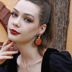Handmade beaded pumkin earrings