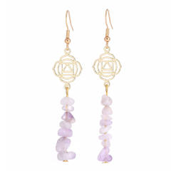 Natural stone amethyst dangle earrings