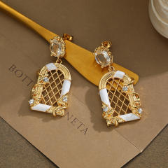 INS cubic zircon enamel dangle earrings for women  FD66185219