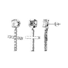 Hip hop zircon cross earrings