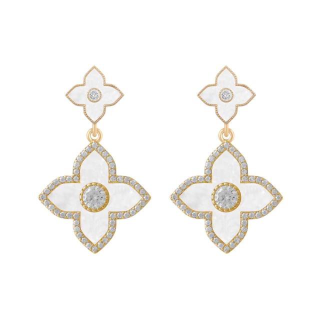 Korean fashion color clover earrings