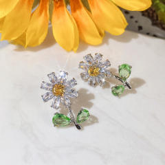 Cubic zircon daisy ear studs
