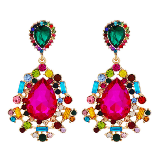 Colored crystal drop earrings
