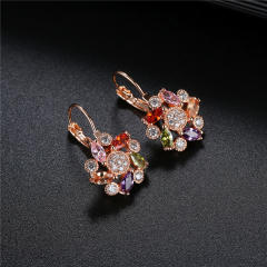 Elegant cubic zircon clover huggie earrings