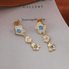 INS korean fashion cubic zircon dangle earrings