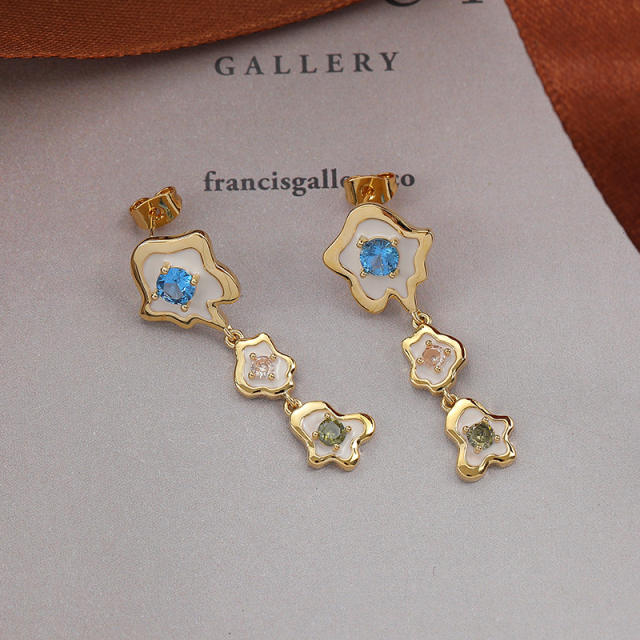 INS korean fashion cubic zircon dangle earrings