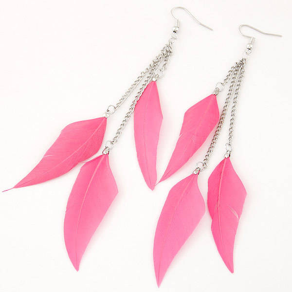 Personality feather tassel earrings