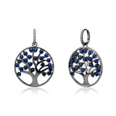 Hip hop zircon tree of life pendant earrings