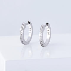 Hip hop S925 silver zircon huggie earrings