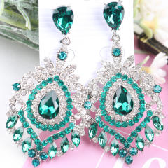 Luxury color glass crystal drop earrings