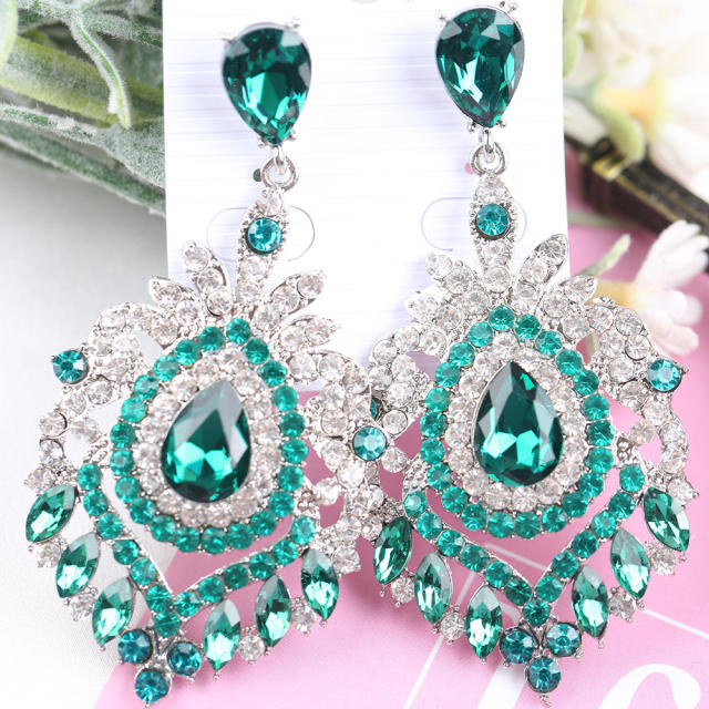 Luxury color glass crystal drop earrings